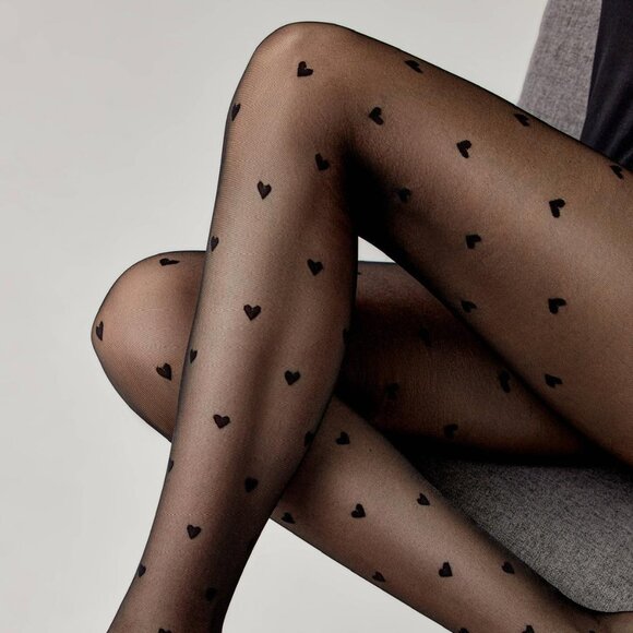 Conte Bonheur 20 Den - Fantasy Women's Tights with a "heart" pattern - Picture 10 of 12